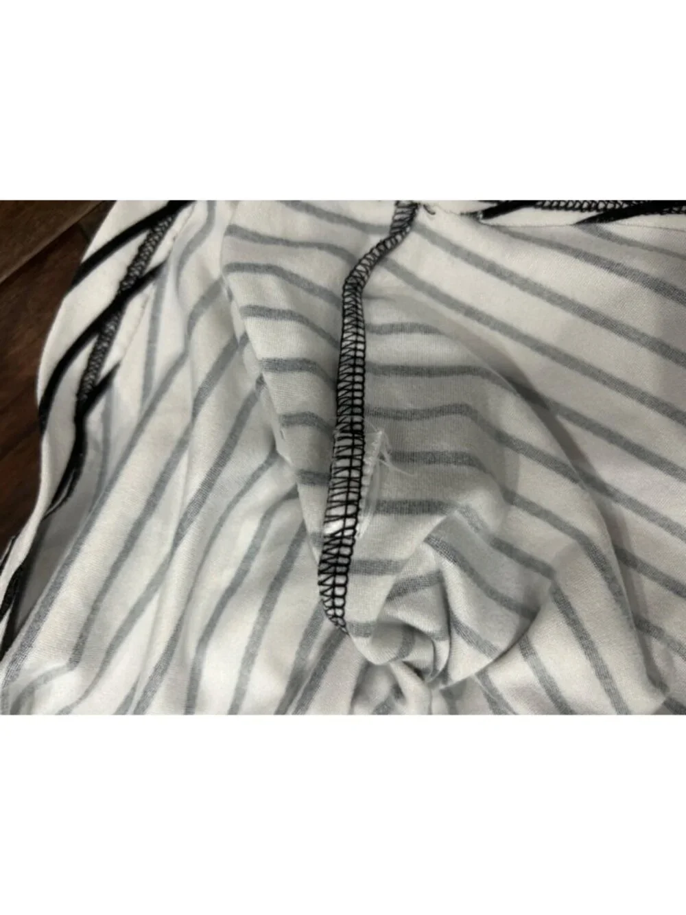 Lorena Rose Black White Striped Long Sleeve Dress Drawstring Waist